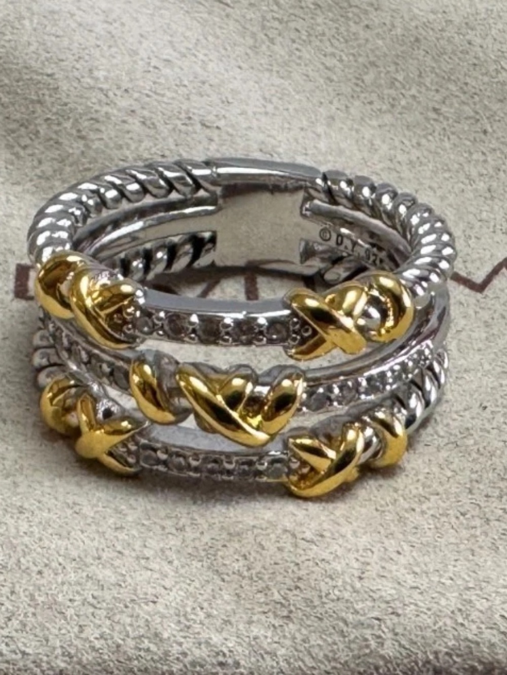 Two-Tone Silver and Gold Heart Stackable Ring